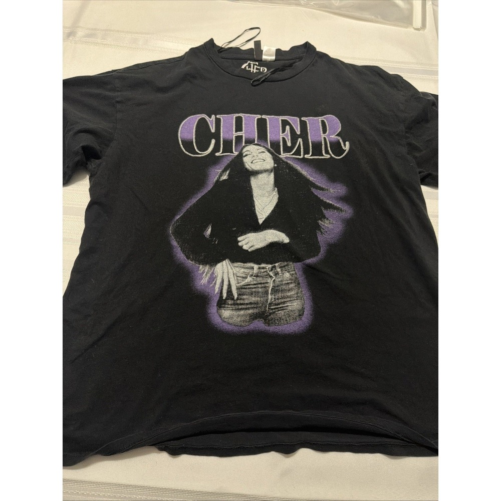 Cher Graphic T-Shirt H&M Divided Black Purple Vintage Y2K Style Mens Medium